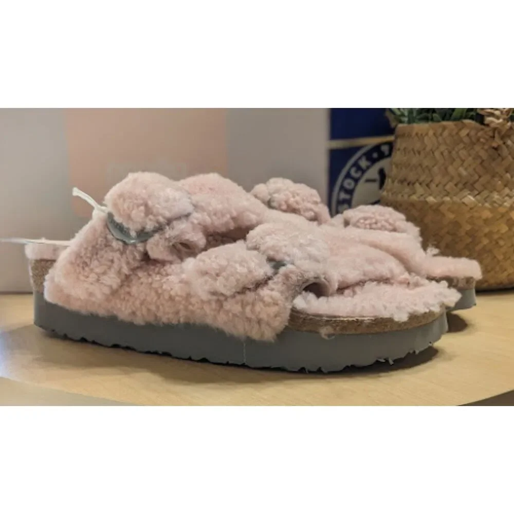 Birkenstock Arizona Crystal Rose Big Buckle Teddy Shearling Sandal EU 42 NIB